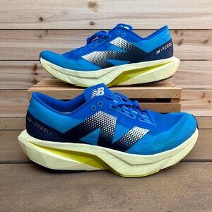 Blue New Balance FuelCell Rebel V4 Sneakers Running Shoes w/ Green Midsole